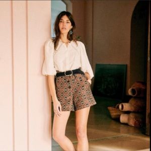 Sezane Brown Jacquard Valentin shorts size 42